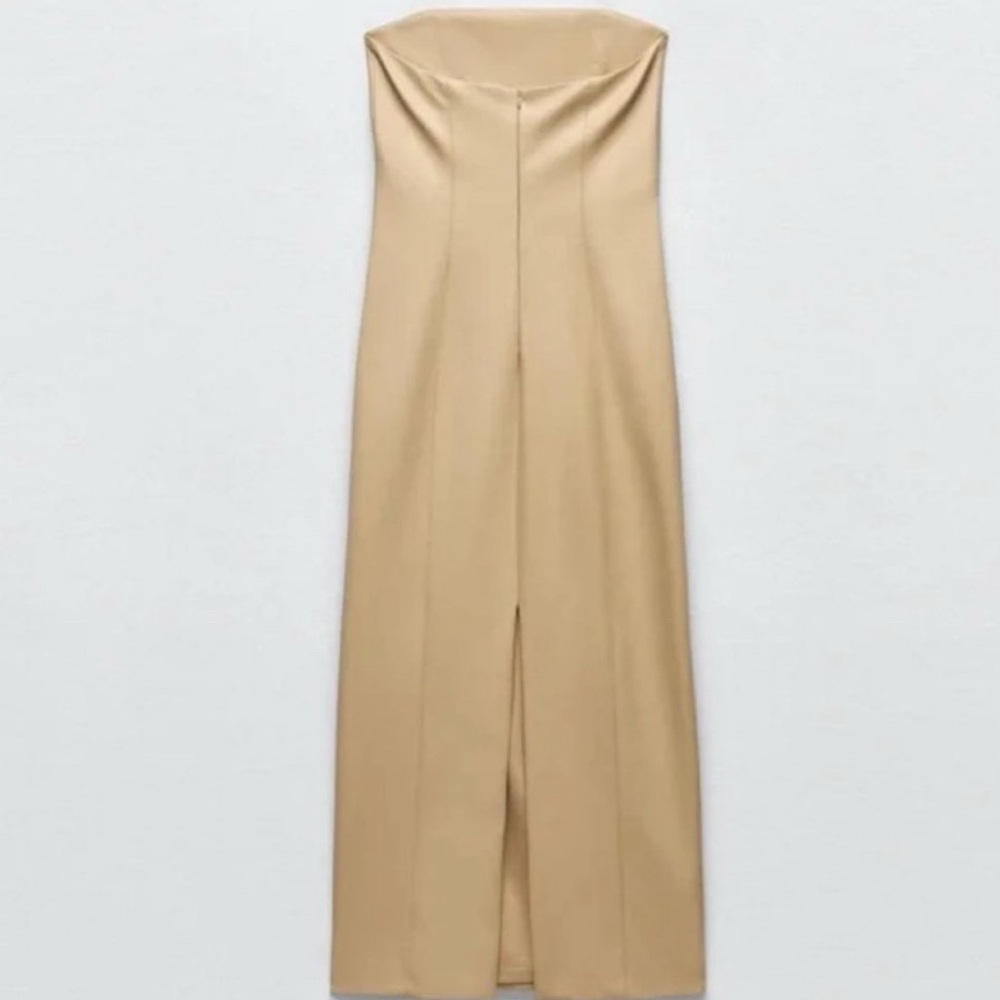 Zara Cream Faux Leather Dress - Picture 2 of 3